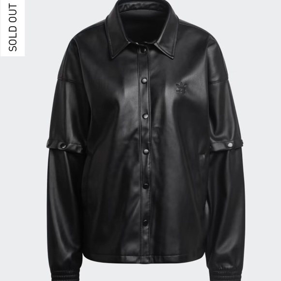 RARE NWT Adidas Originals Faux Leather Track Suit Size Small - Picture 3 of 15